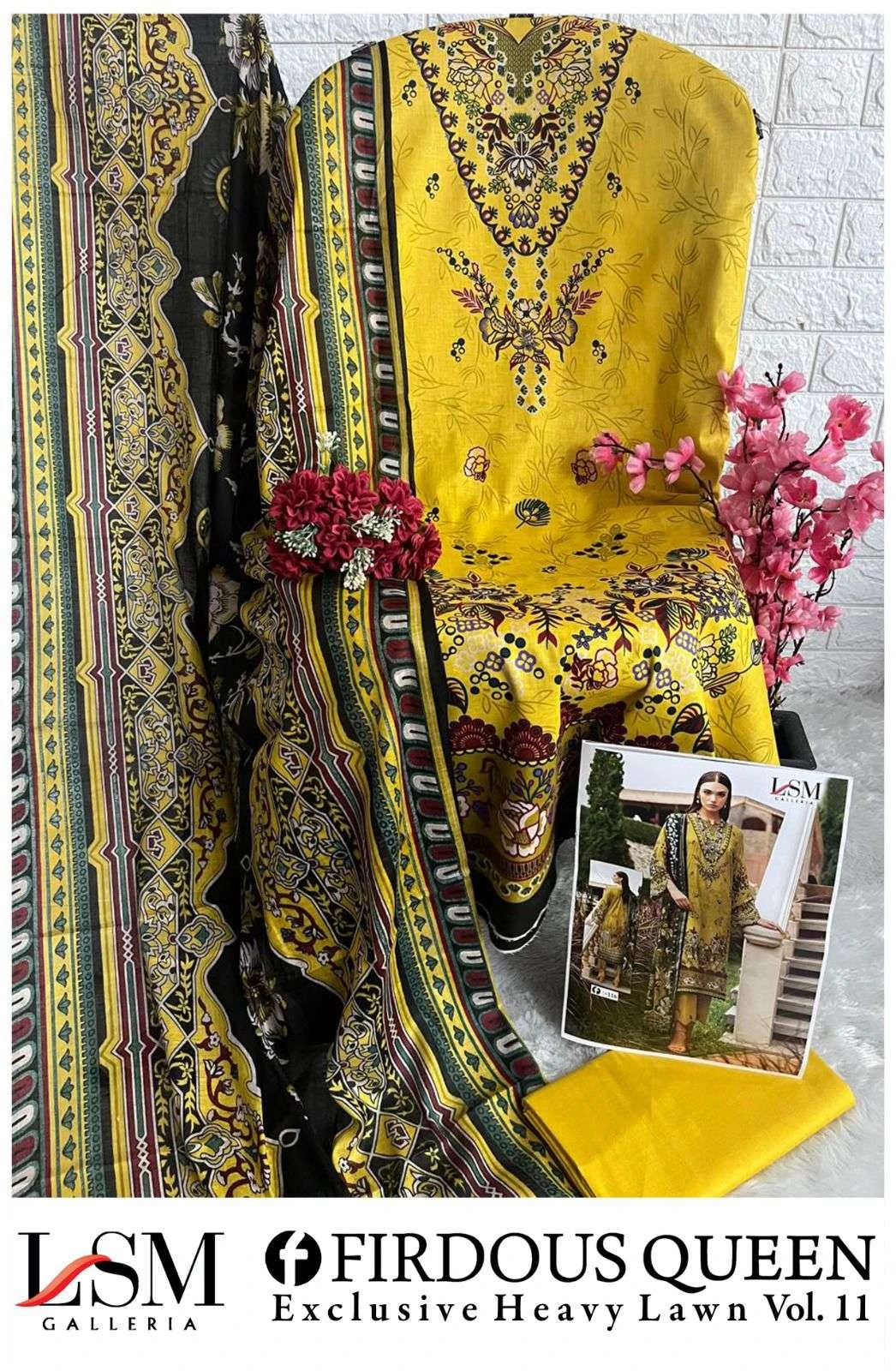 Lsm Galleria Firdous Queen Lawn Vol 11 Lawn Cotton Wholesale Pakistani Salwar Suit Catalog — Wholesale Salwar Suits, Lsm wholesale from Surat - Gallery Image 2